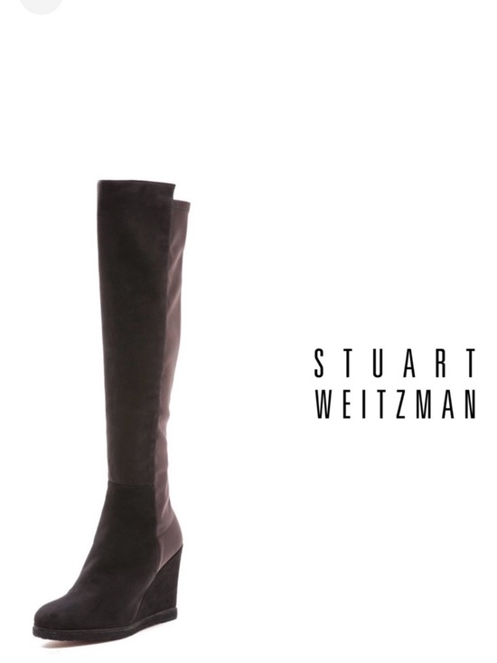 Stuart Weitzman Shoes - Stuart Weitzman Demiswoon 50/50 Knee High Wedge Boots Cola Brown Suede, Size 6